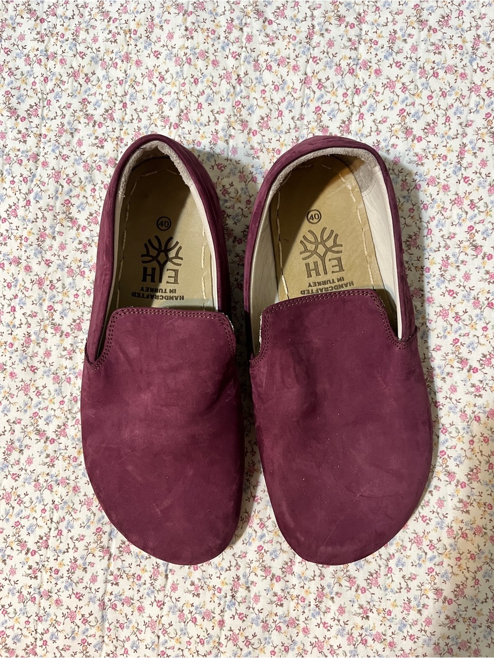 Earthing Harmony Barefoot Slip On Shoes Women 40 Claret Burgundy Nubuck Leather